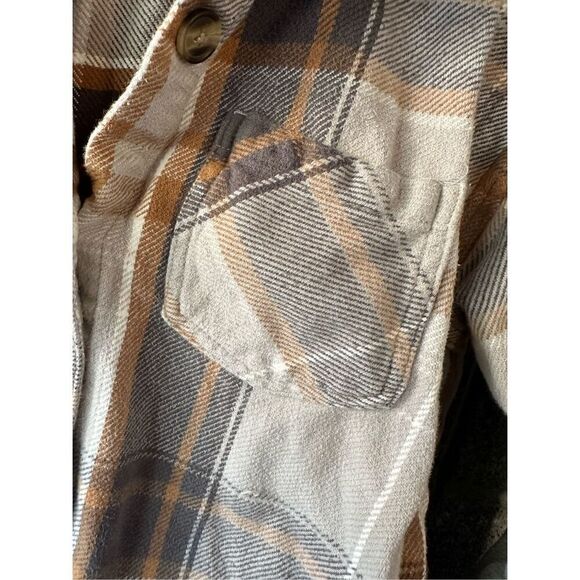 Maurices Plaid Button Front Long Sleeve Shirt Khaki Size Medium - Picture 3 of 4